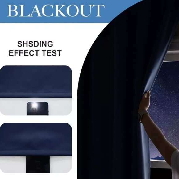 RYB HOME Self Adhesive Blackout Living Room Bedroom 2 Panels Curtains 32” X 63” - Picture 4 of 10